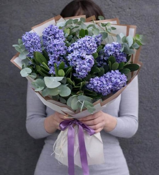 Mor Sümbül ve Okaliptüs Doğal Buket