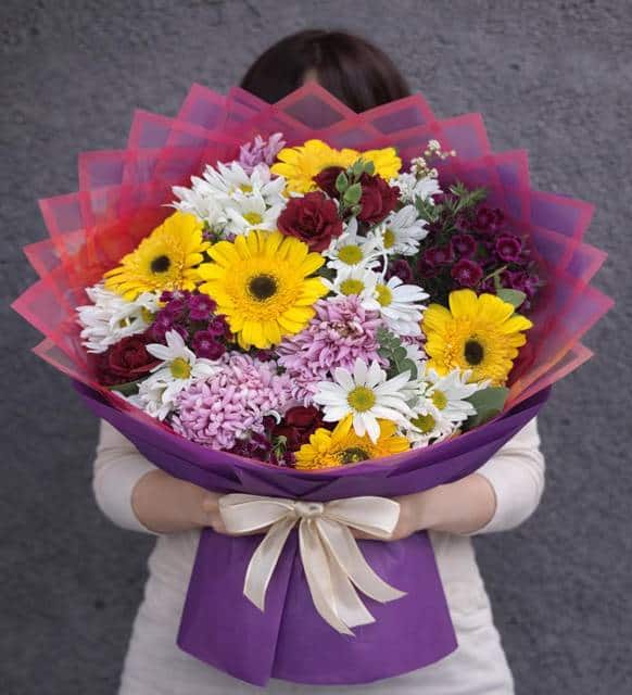 Renkli Gerbera ve Papatya Karışık Buket