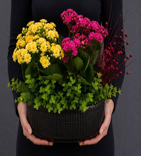 Kalanchoe 2 Renk Özel Seramikte