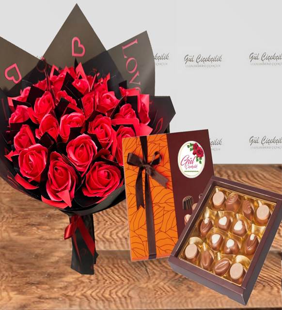 Gül Buketi ve Çikolata Hediye Seti 