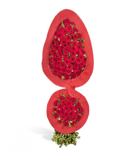 Destansı Sevgi Kırmızı Gerbera Kutlama Çelengi