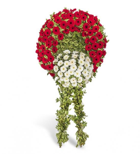 Kırmızı Beyaz Gerbera Cenaze Çelengi