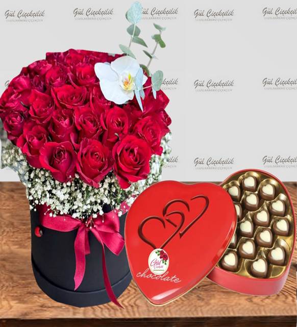 21 Kırmızı Gül ve Çikolata 