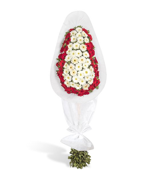 Kırmızı Beyaz Gerbera Tebrik Çelengi