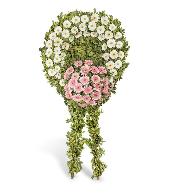 Pembe Beyaz Gerberalarla Cenaze Çelengi